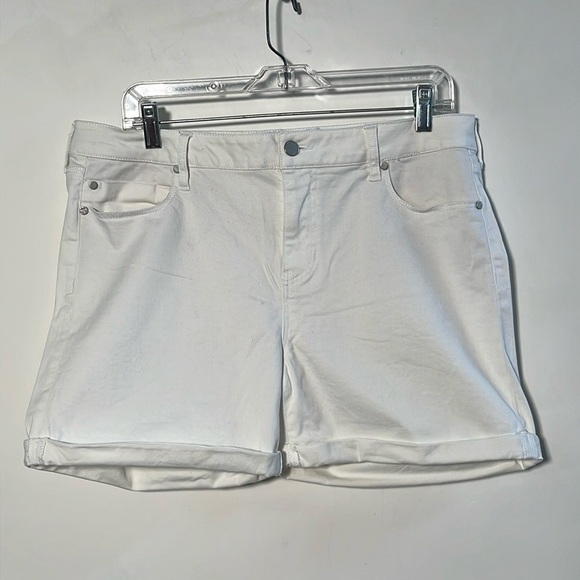 Liverpool Jeans Company Pants - LIVERPOOL The Short" Stretch Cuffed White Cotton 5 Pocket Beach Boho Short SZ 14